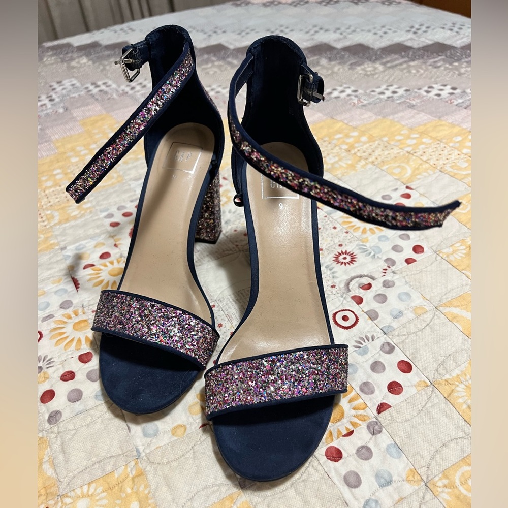Multicolour glitter block heels size 9 worn once